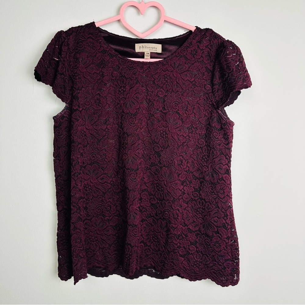 Philosophy Women's Burgundy Lace Blouse Size PM